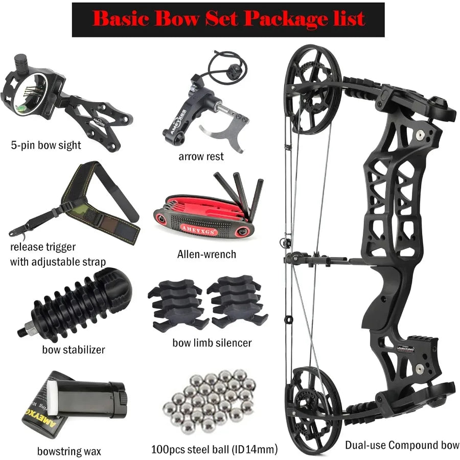 ZSHJGJR Dual-Use Compound Bow 40-70lbs For Arrows And Steel Balls