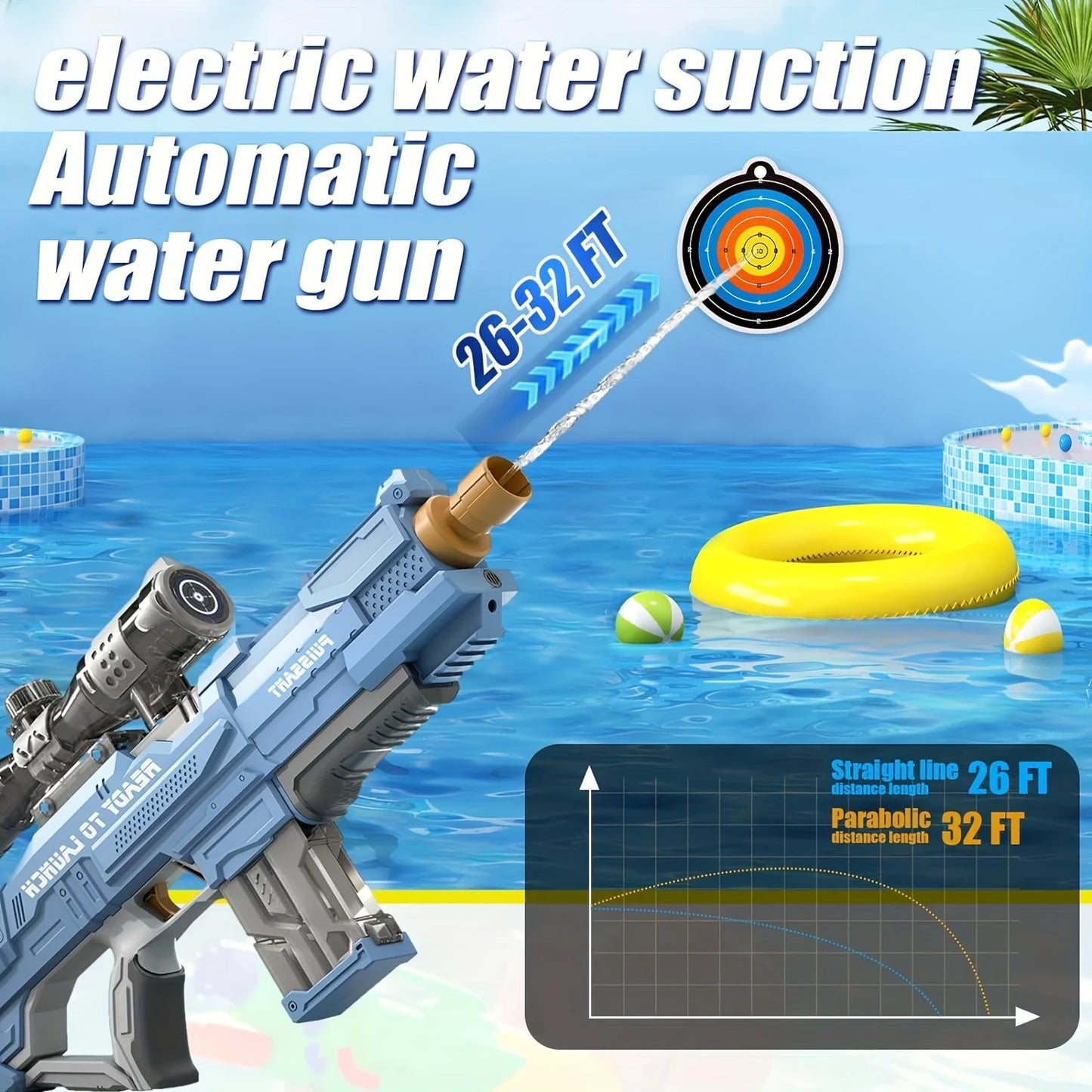 Water Gun, Boys Summer Water Playing Toy, Electric Water Gun, Large Capacity Electric Children's Day Gifts, Festival