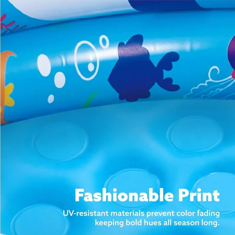 Joyfy Inflatable Kiddie Pool 34"x10" Blow Up Kid Swimming Pool 3 Rings Blue Baby Pool for Kids Summer Water Party Swimming Pool