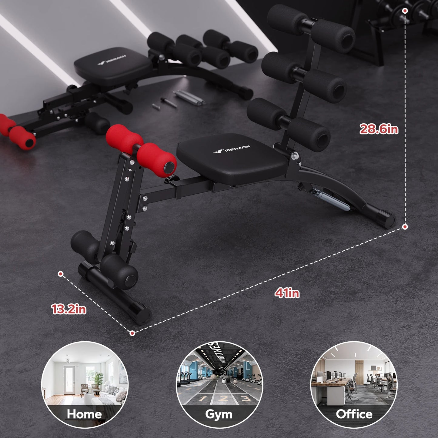 MERACH Abdominal Machine Multi-Functional Adjustable Sit-Up Bench For Home Gym