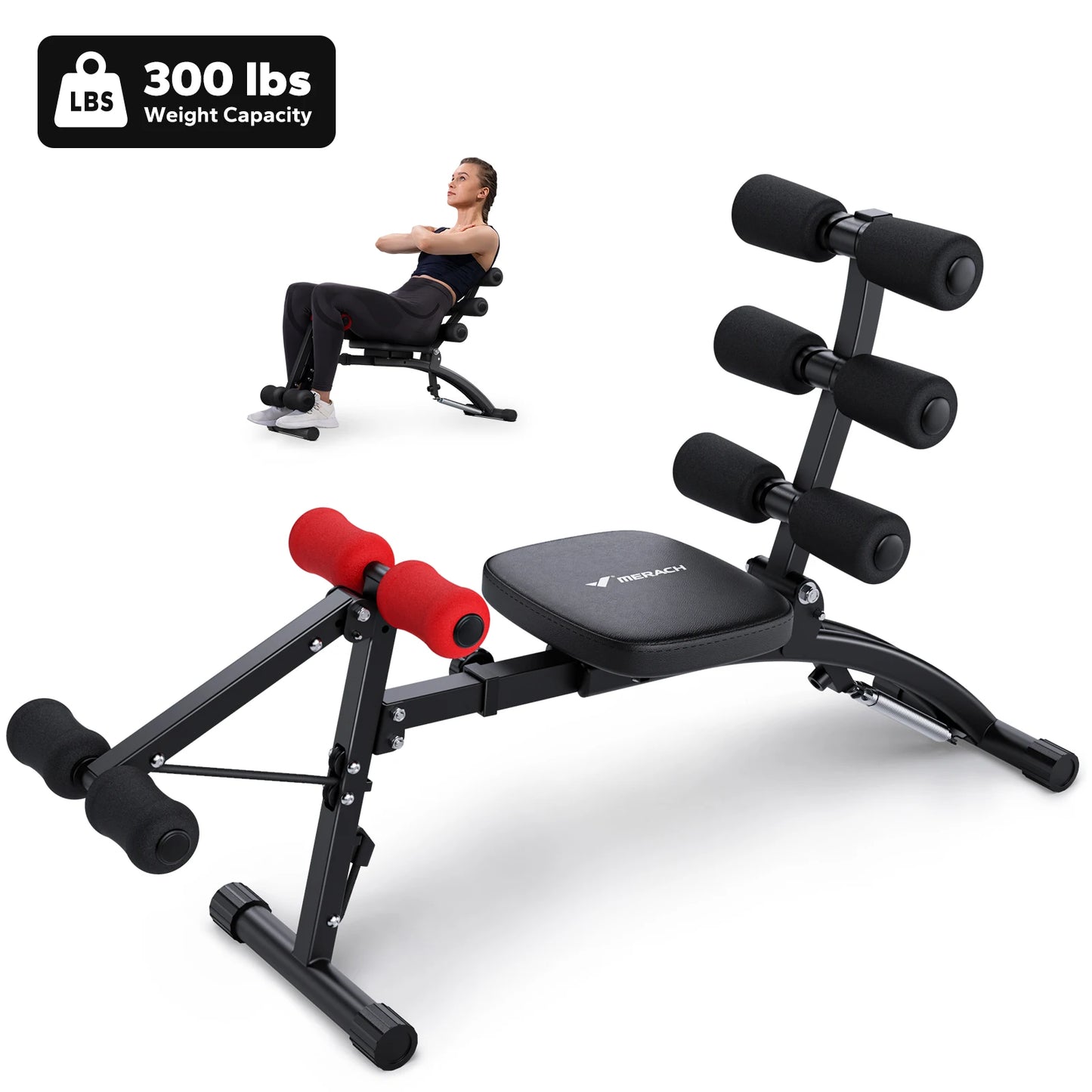 MERACH Abdominal Machine Multi-Functional Adjustable Sit-Up Bench For Home Gym