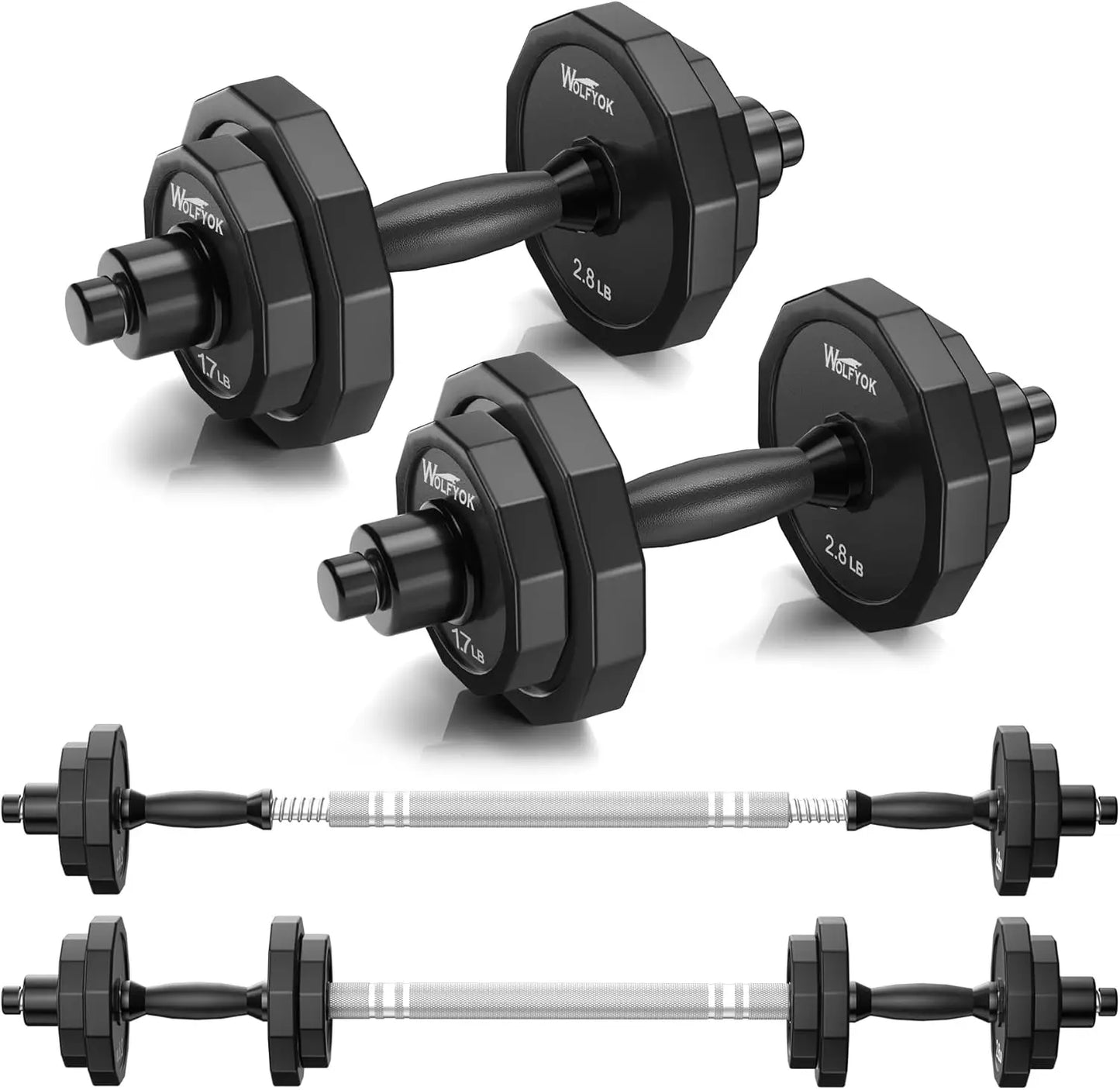 Adjustable Dumbbell Set With Steel Plates And Barbell Connector