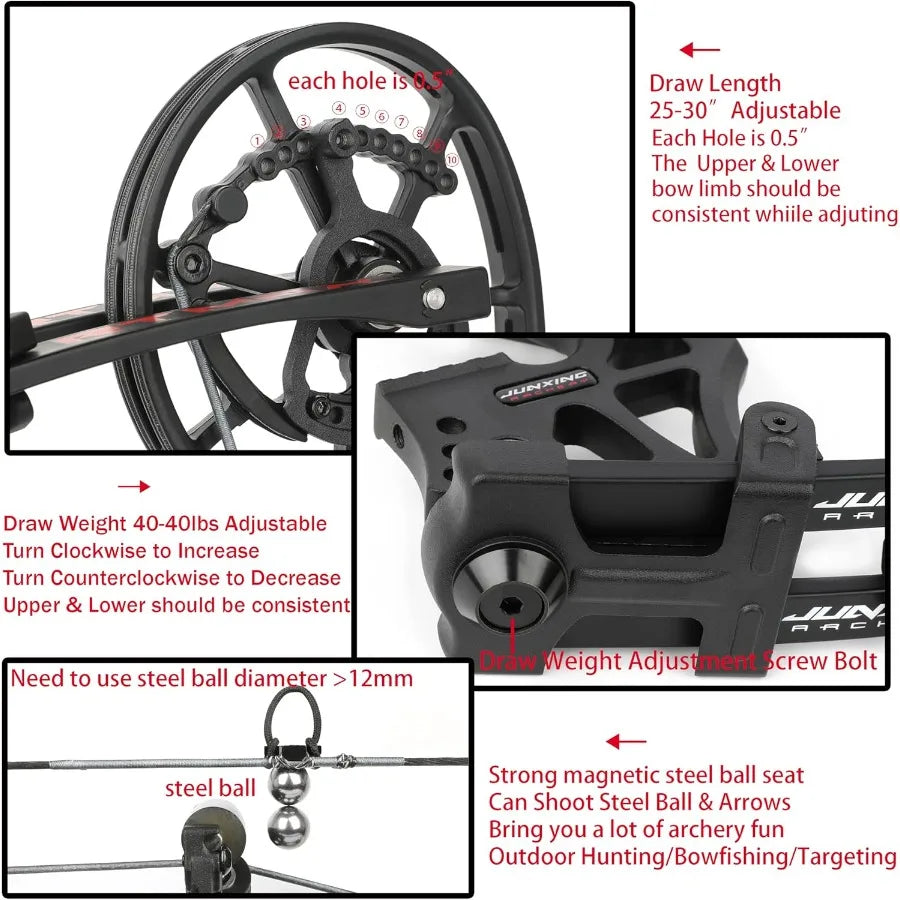 ZSHJGJR Dual-Use Compound Bow 40-70lbs For Arrows And Steel Balls