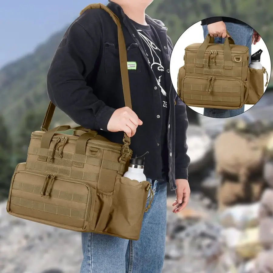 XMSJ Tactical Gun Range Bag With 3 Pistols And Pockets