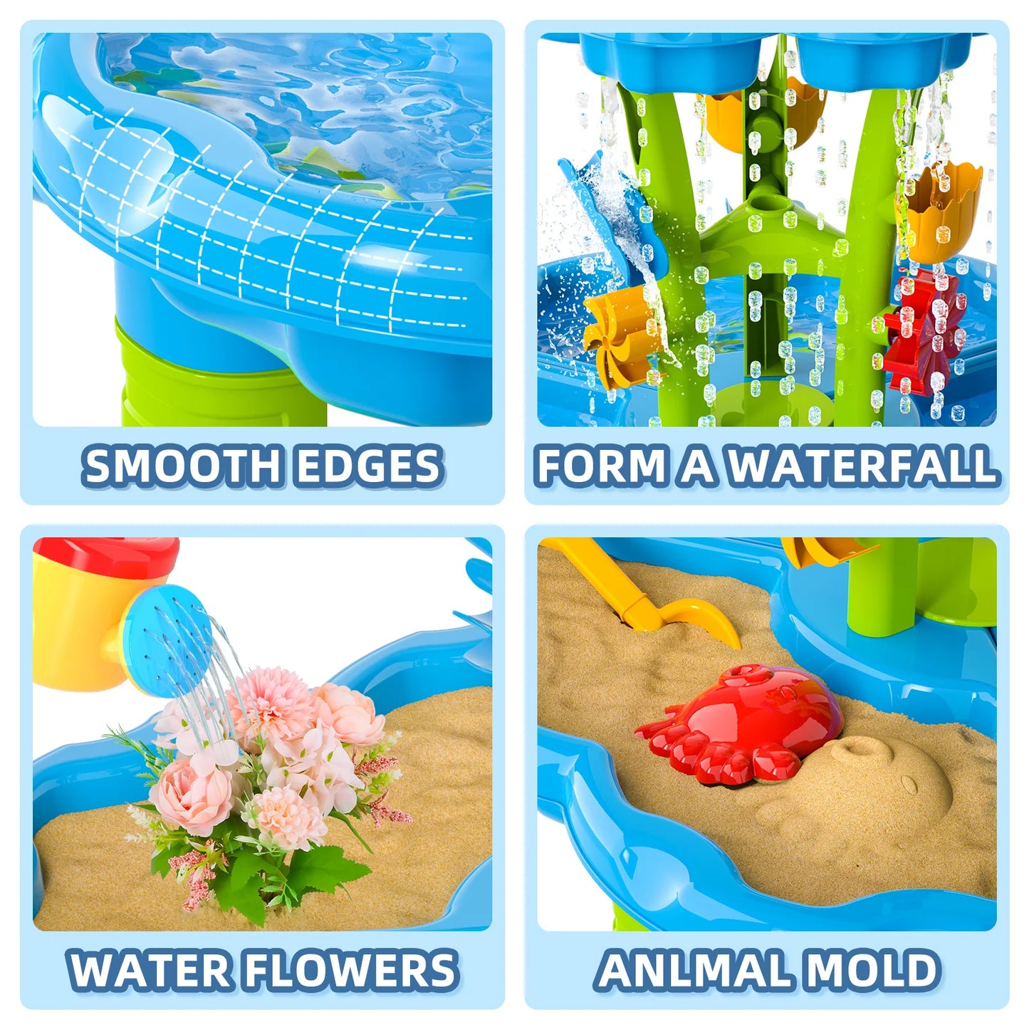 Kids Splash Sand Table Water Toy Set 4 In 1 Beach Sensory Play
