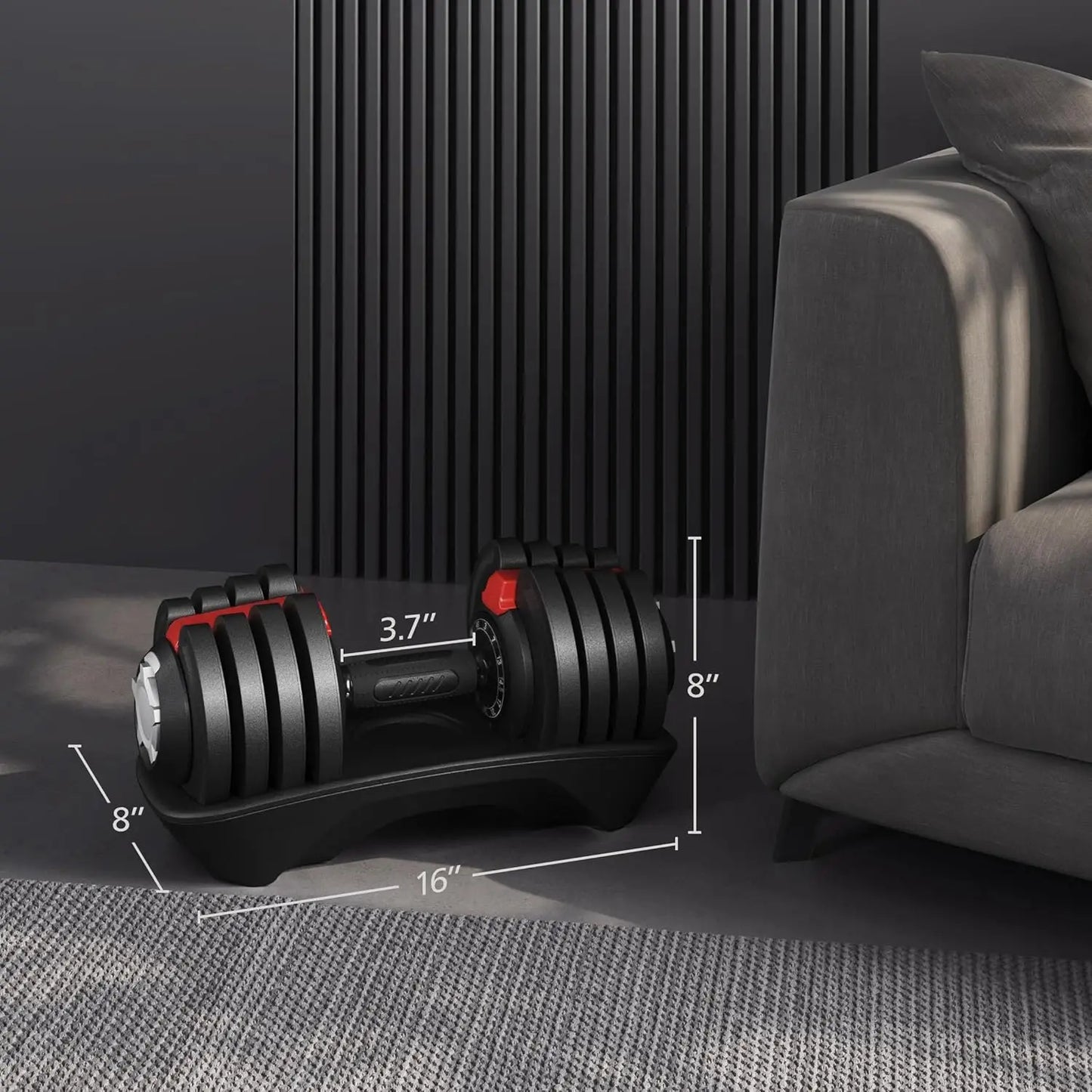 Adjustable Dumbbell Set 28-90 LBS With Anti Slip Handle Tray