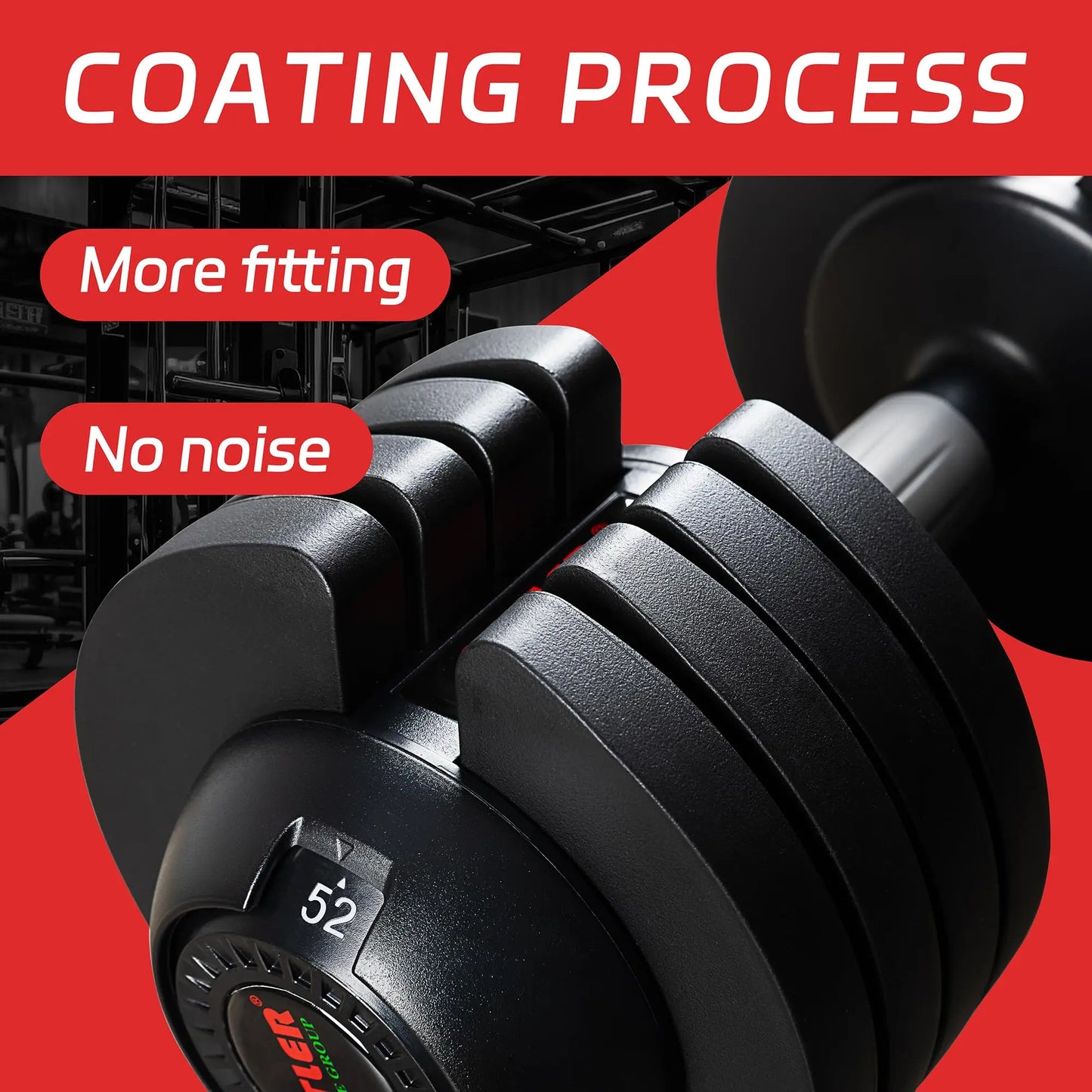Rubber Coated Adjustable Dumbbells 25/52 Lbs With Locking
