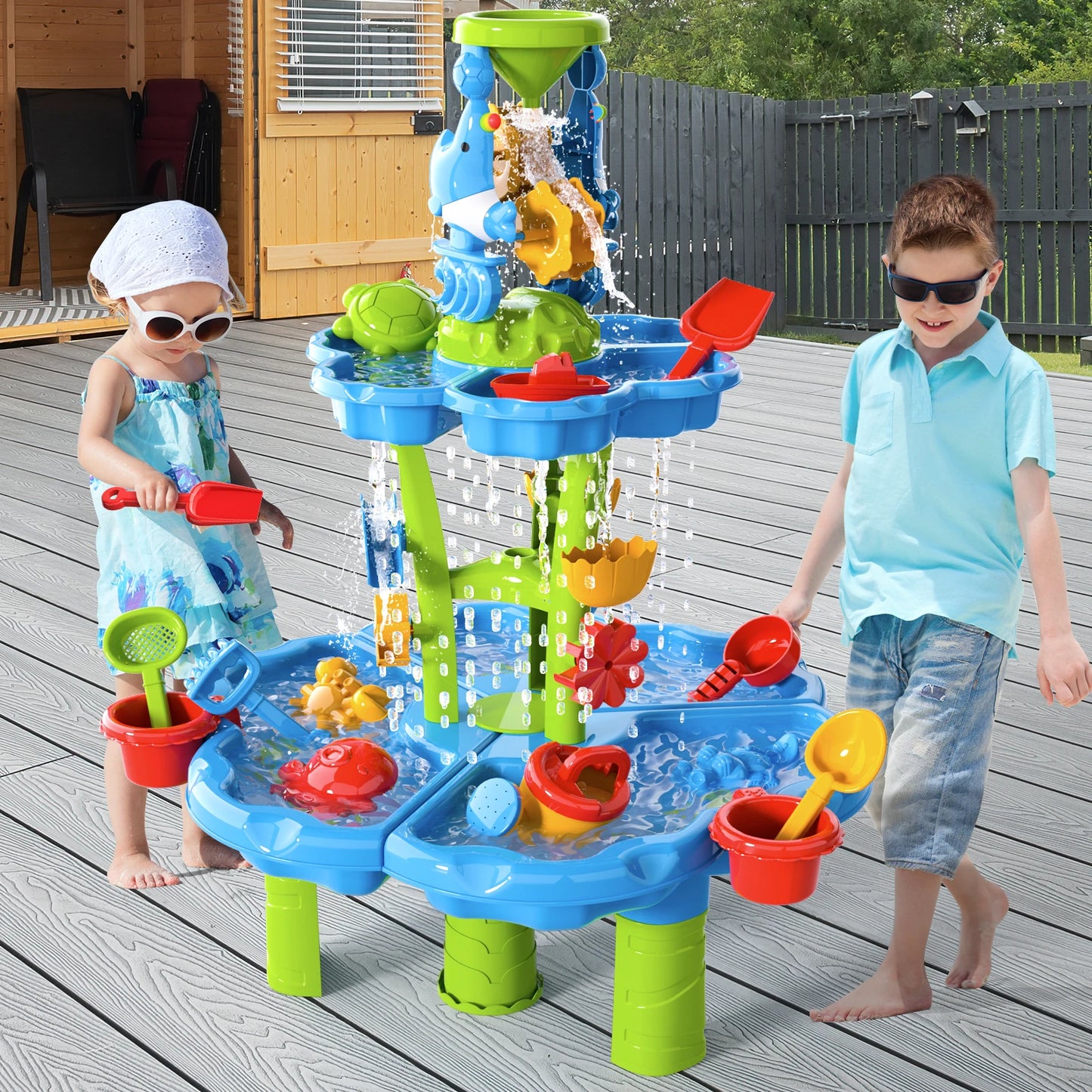 Kids Splash Sand Table Water Toy Set 4 In 1 Beach Sensory Play