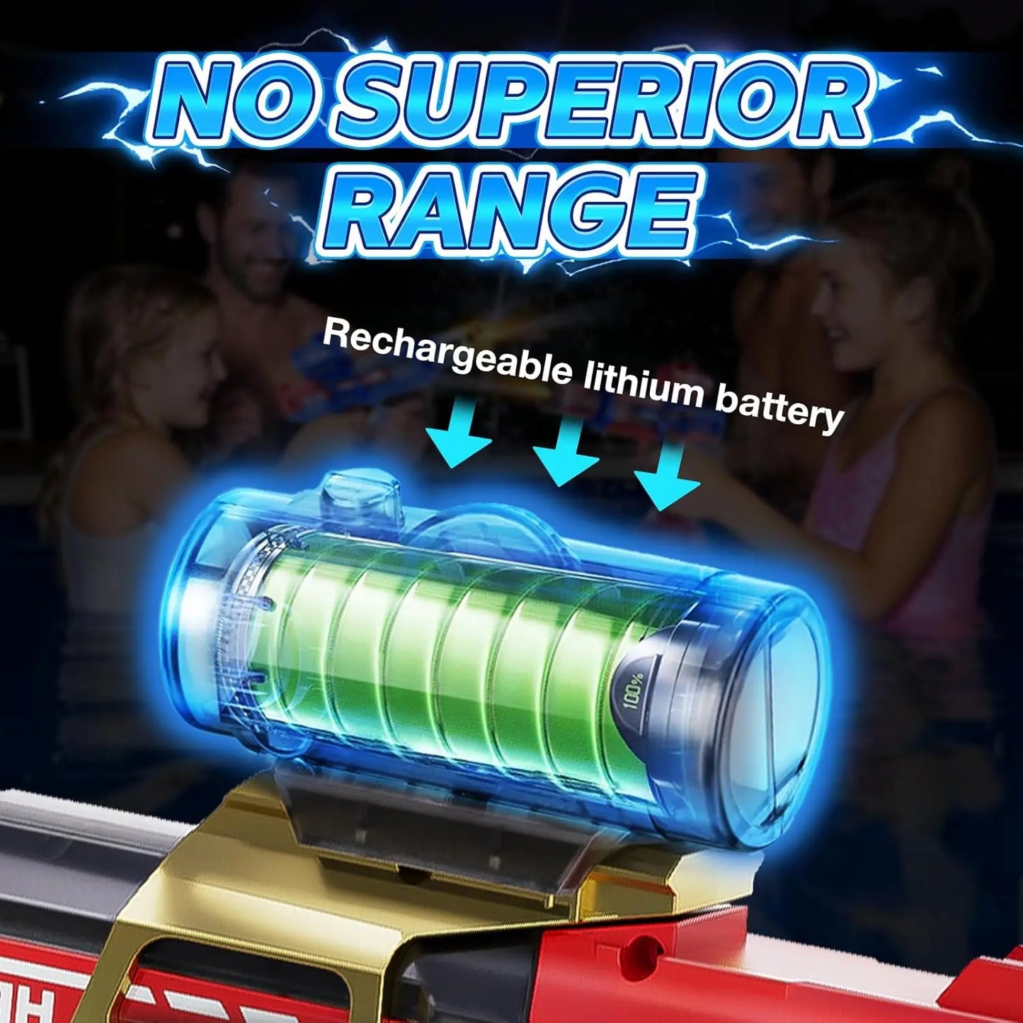 Automatic Electric Water Gun with LED Light, Long Range for Adults & Kids Summer Outdoor Fun