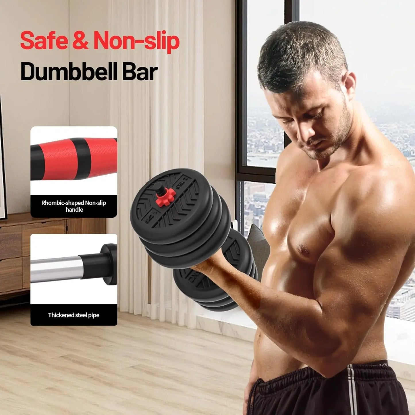 Adjustable Dumbbell Set 4 in 1 for Home Gym Barbell