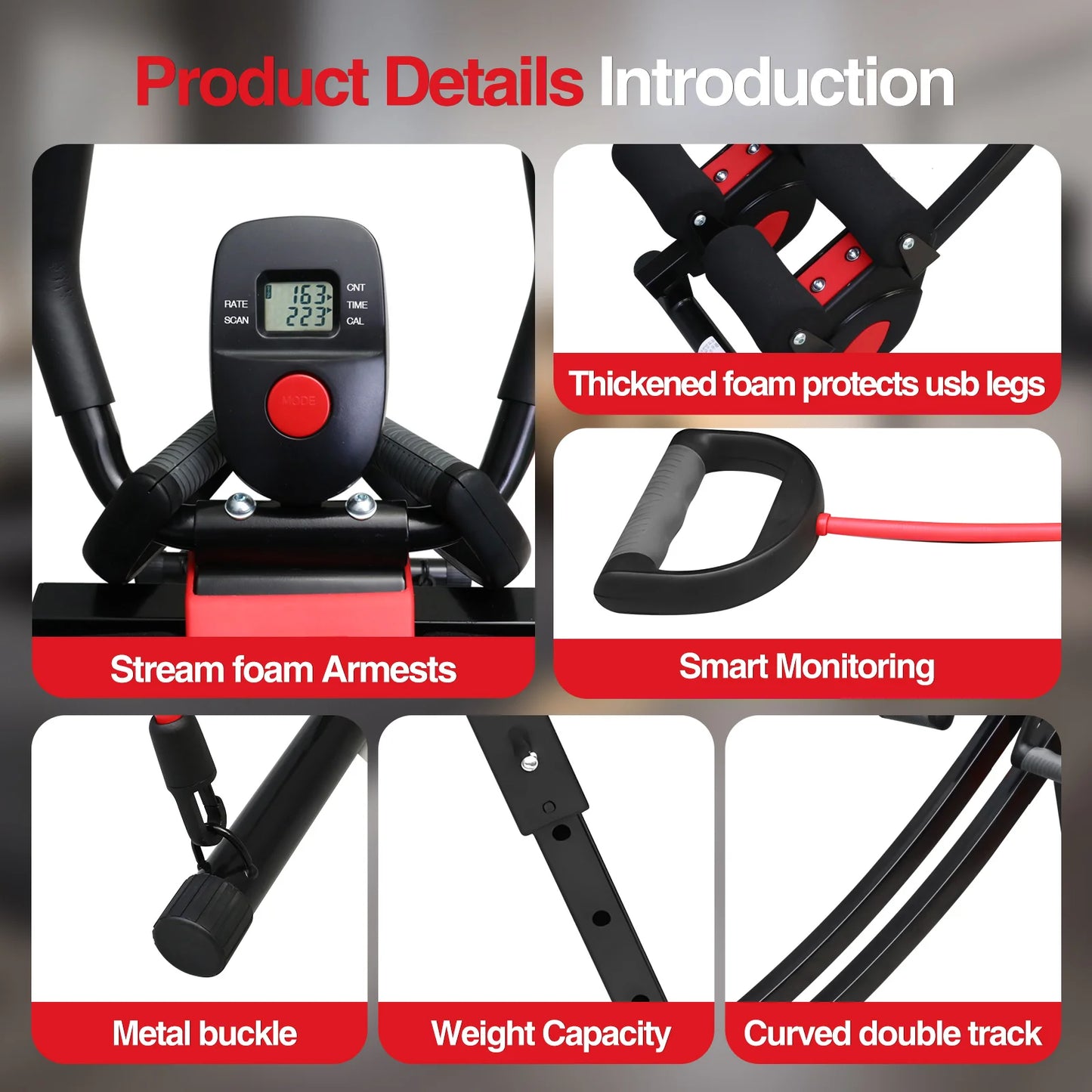 Abdominal Curling Exercise Machine Adjustable Dual Track Trainer