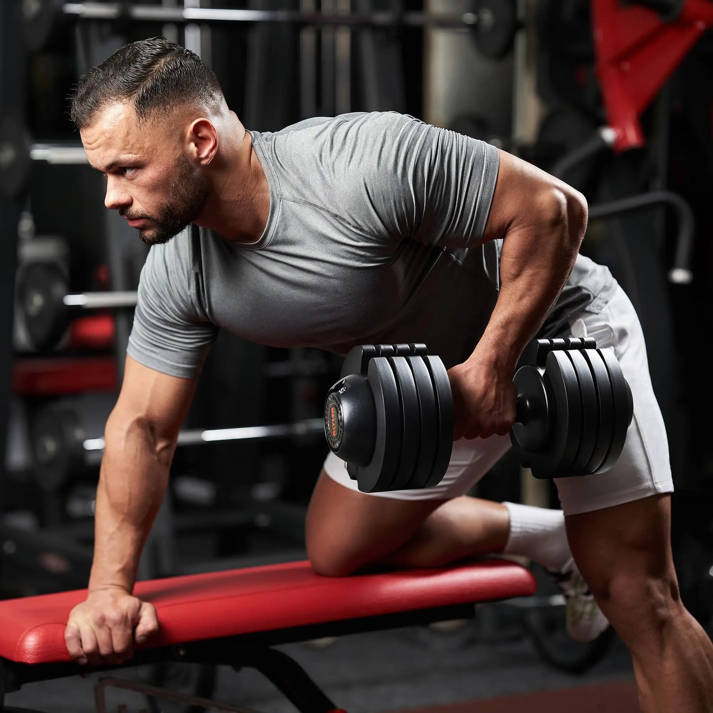 Rubber Coated Adjustable Dumbbells 25/52 Lbs With Locking