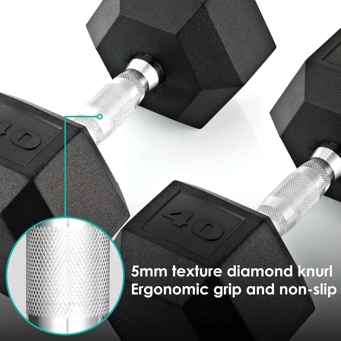 Rubber Coated Cast Iron Hex Dumbbells Set For Home Gyms