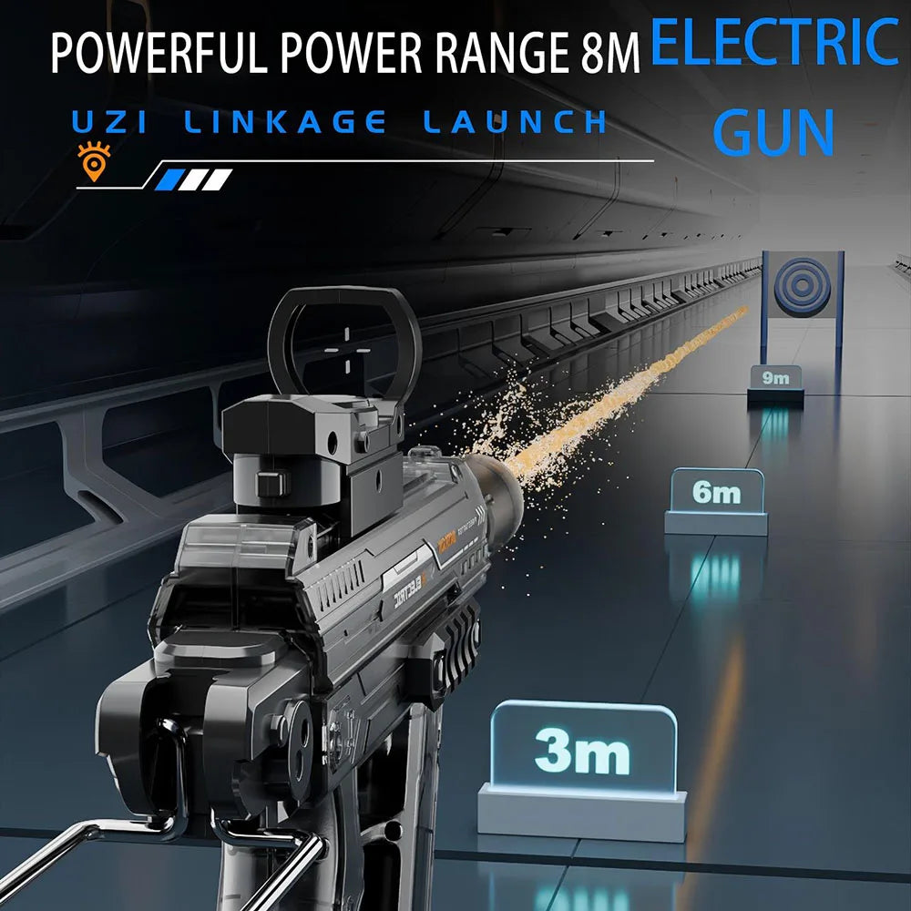 Rechargeable Automatic Electric Water Gun High Capacity Long Range LED Flame Light Burst Water Gun Portable Kids Water Game Toys