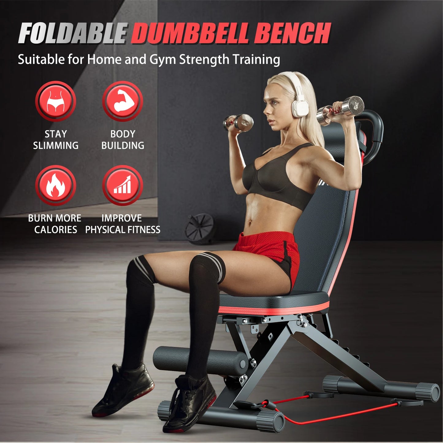 Foldable Dumbbell Bench 14-In-1 Multi-Functional 1000 Lbs Capacity