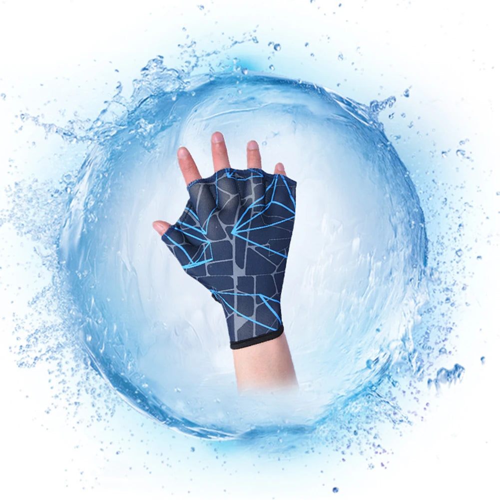 1 Pair Unisex Swimming Hand Fins Flippers Finger Webbed Gloves Paddle Water Sports Swimming Training Practice Gloves