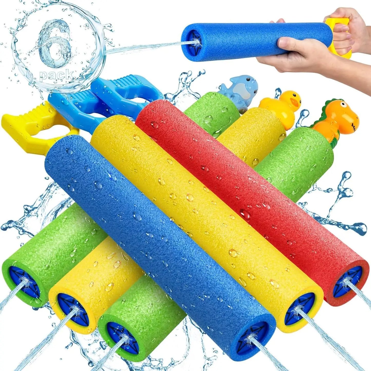 6 Pack Super Water Soaker Blaster Squirt Guns 40 Ft Range Pool Beach Summer Outdoor Toy for Kids