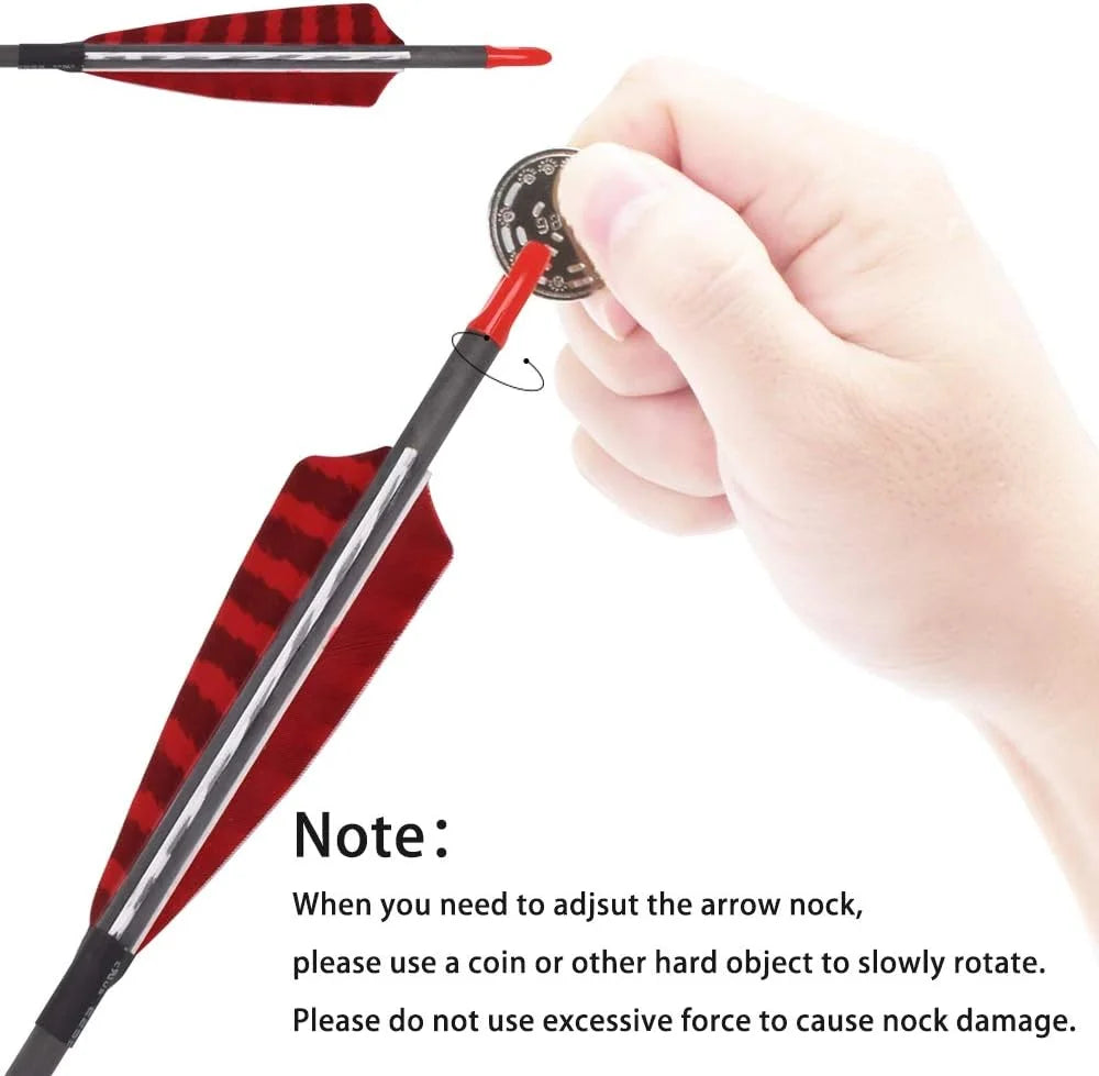 Carbon Turkey Feather Arrows With Screw In Points For Hunters