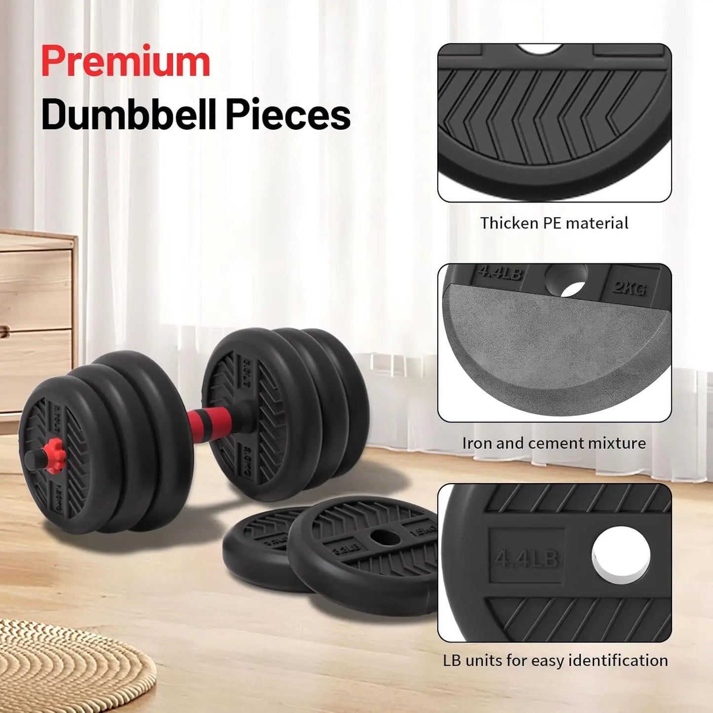 Adjustable Dumbbell Set 4 in 1 for Home Gym Barbell