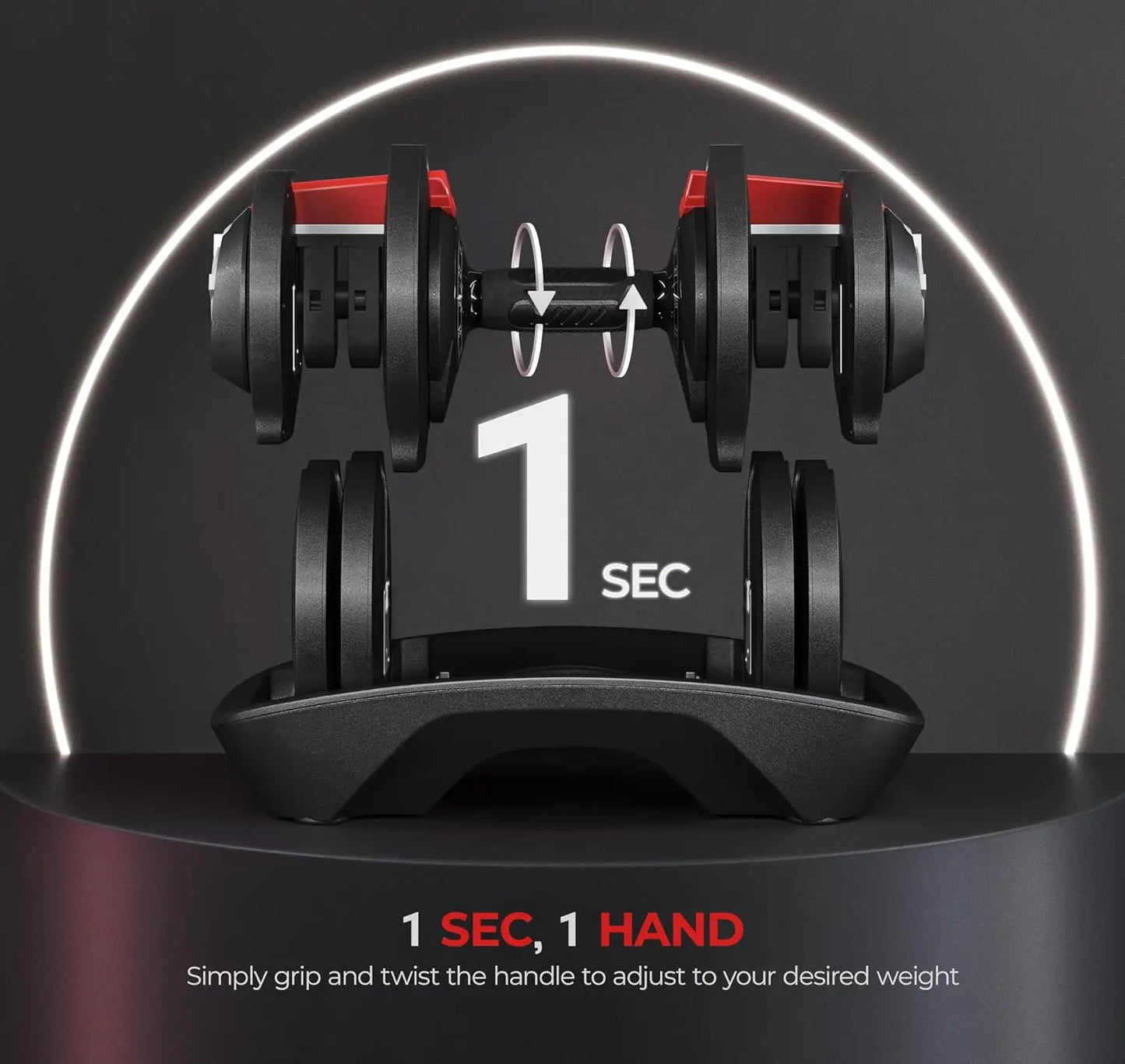 Adjustable Dumbbell Set 28-90 LBS With Anti Slip Handle Tray