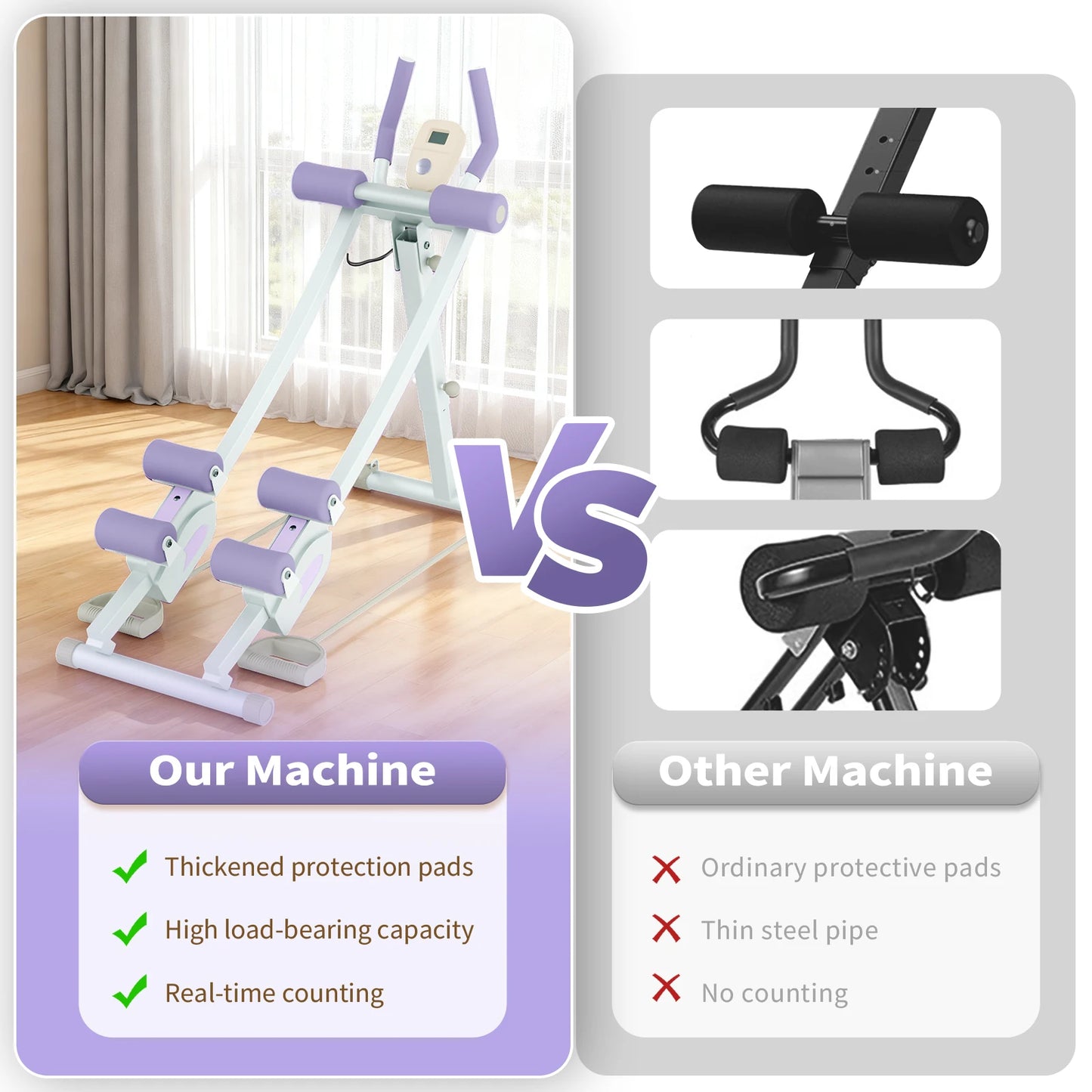 Abdominal Curling Exercise Machine Adjustable Dual Track Trainer