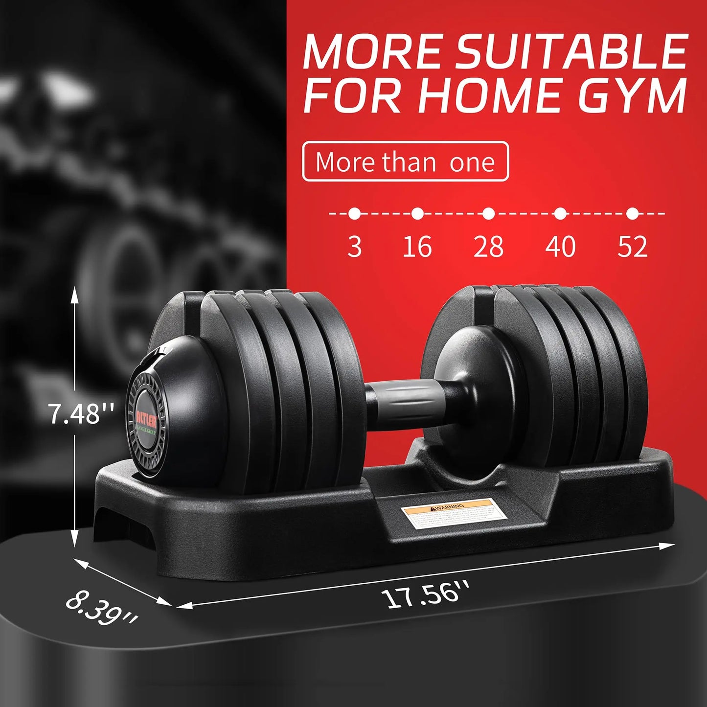 Rubber Coated Adjustable Dumbbells 25/52 Lbs With Locking