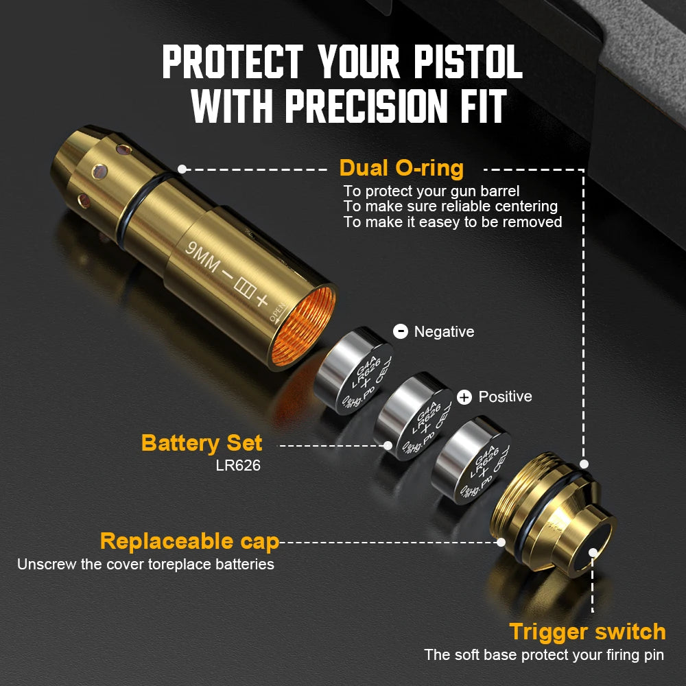 9mm Red Dot Laser Dry Fire Training Cartridge For Pistols