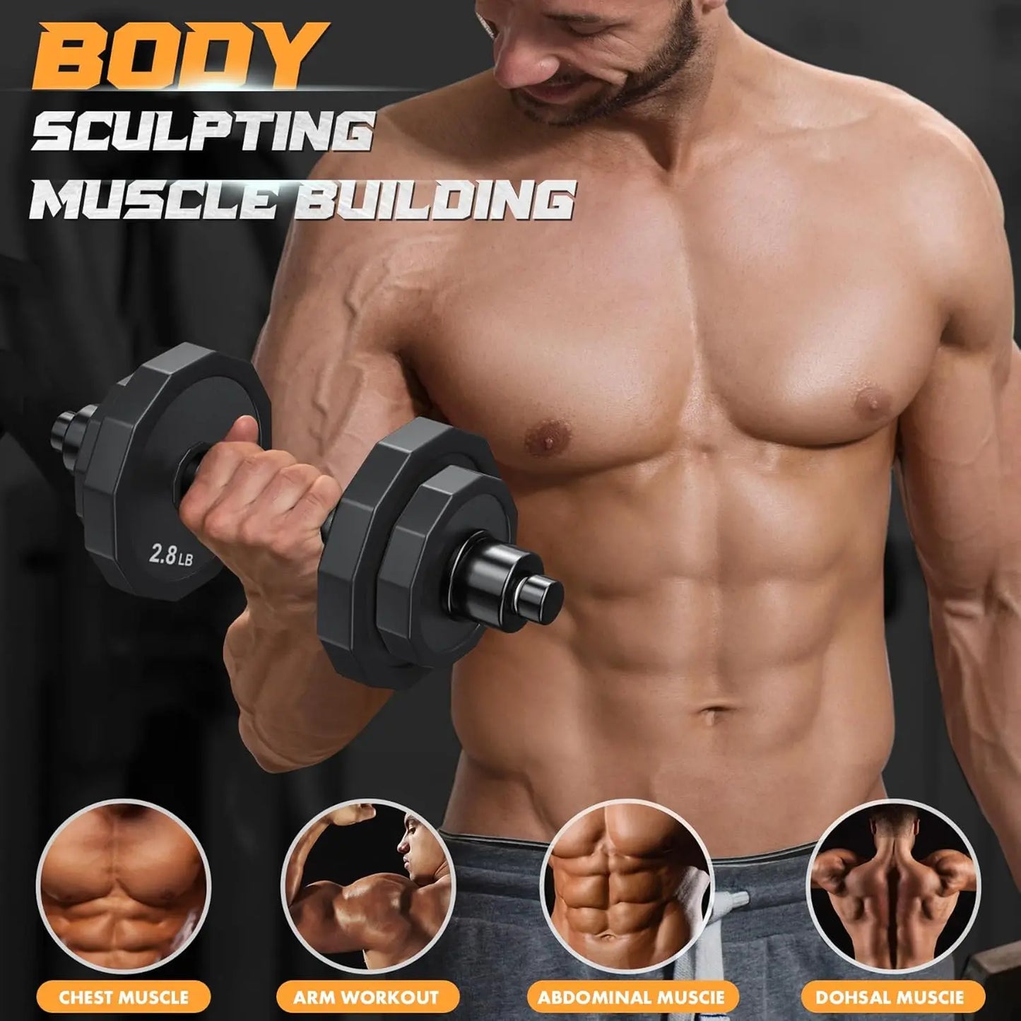 Adjustable Dumbbell Set With Steel Plates And Barbell Connector