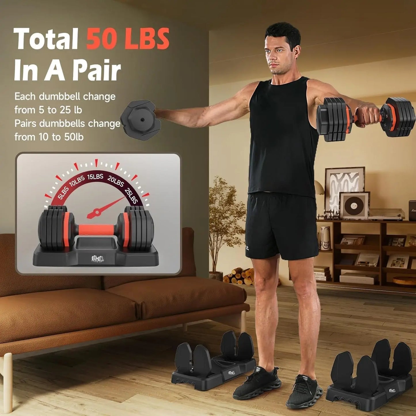 FED Fitness FEIERDUN Adjustable Dumbbells For Home Gym