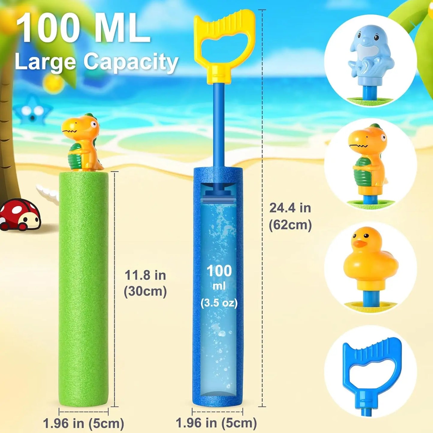 6 Pack Super Water Soaker Blaster Squirt Guns 40 Ft Range Pool Beach Summer Outdoor Toy for Kids