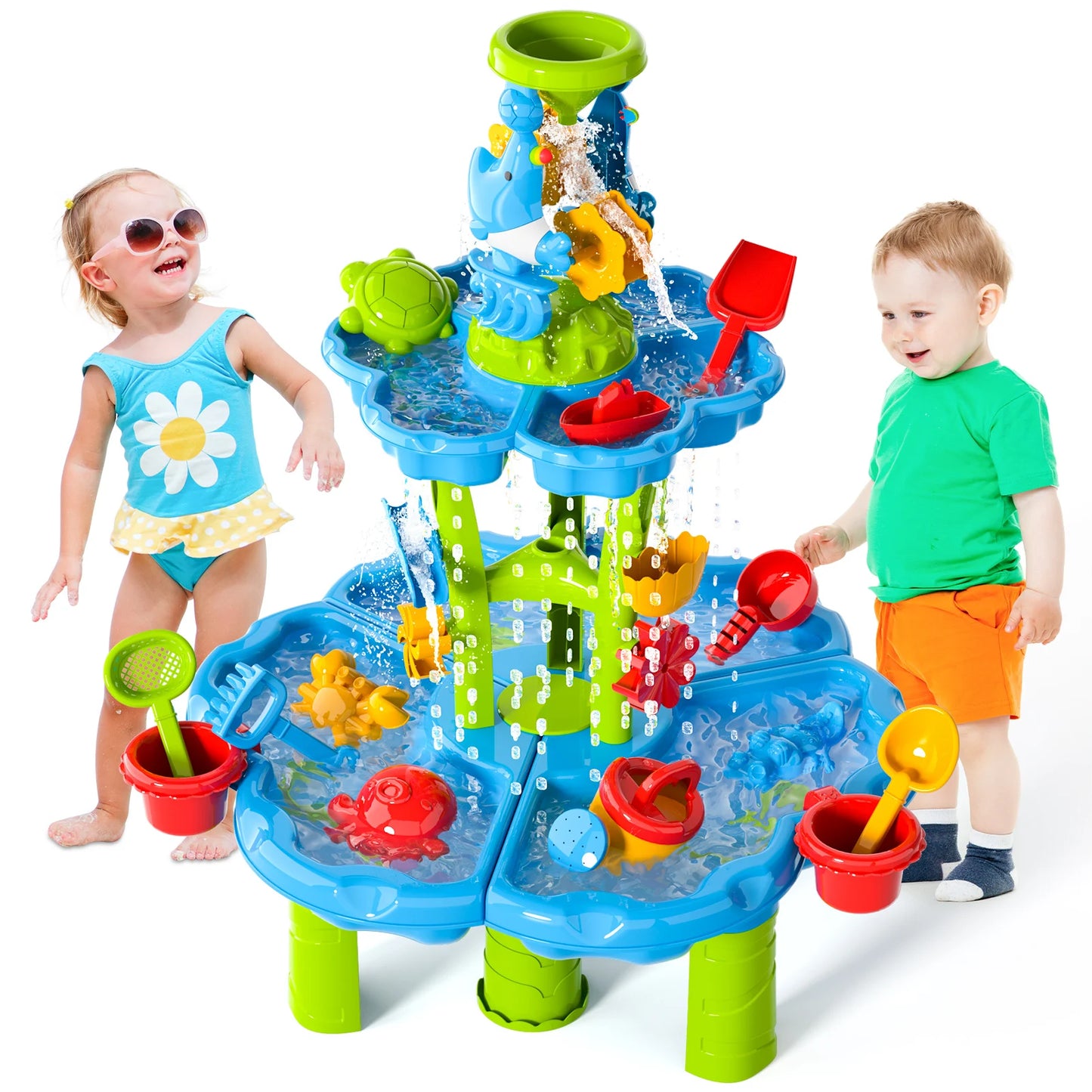 Kids Splash Sand Table Water Toy Set 4 In 1 Beach Sensory Play