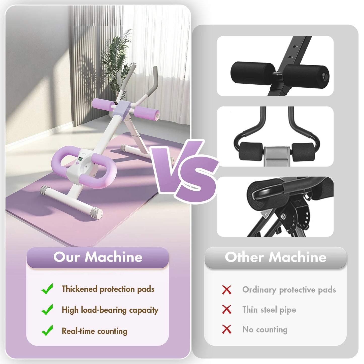 Abdominal Crunch Machine Foldable Home Gym With Resistance Bands