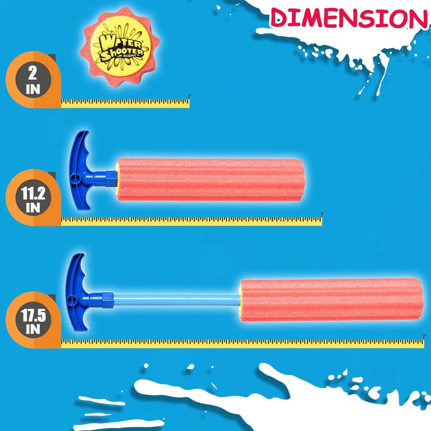 6-Pack Foam Water Squirt Guns for Kids & Adults, 33ft Range, Multicolor Pool Beach Yard Toys