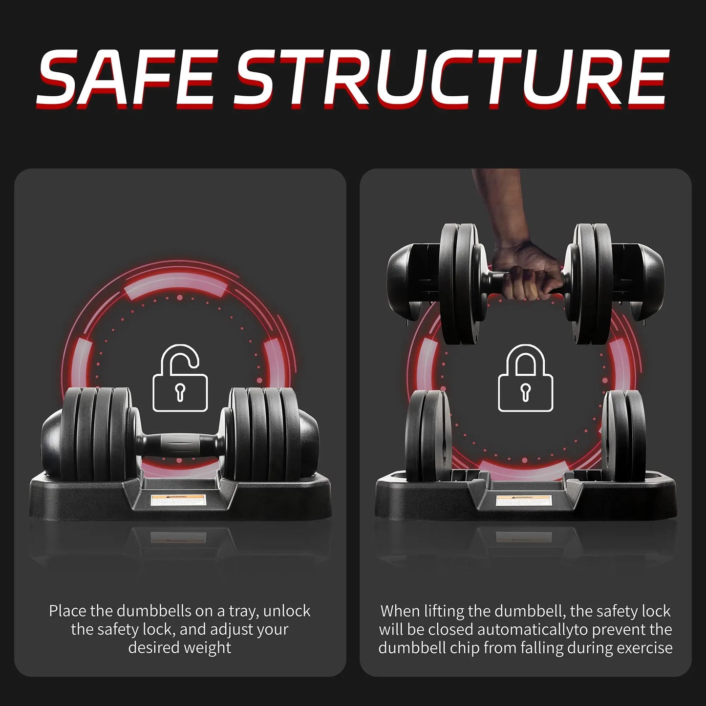 Rubber Coated Adjustable Dumbbells 25/52 Lbs With Locking