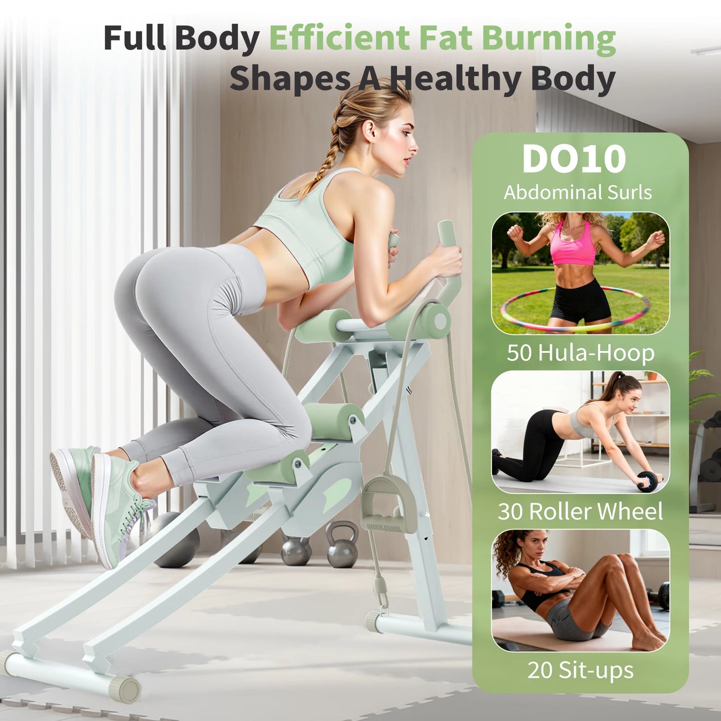 Abdominal Curling Exercise Machine Adjustable Dual Track Trainer