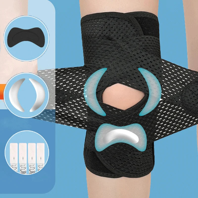 Knee Pads for Sports, Pressurized Elastic, 3-Layer Silicone