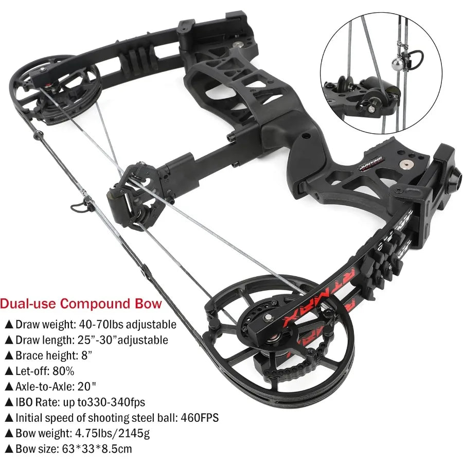 ZSHJGJR Dual-Use Compound Bow 40-70lbs For Arrows And Steel Balls