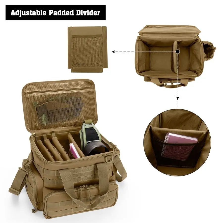 XMSJ Tactical Gun Range Bag With 3 Pistols And Pockets