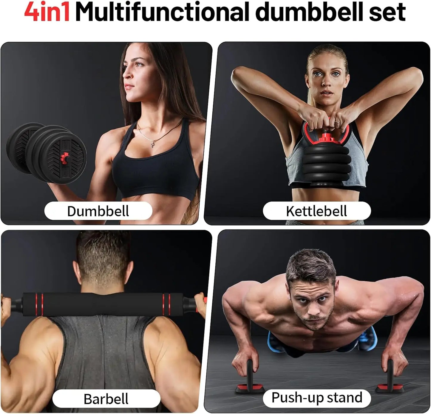 Adjustable Dumbbell Set 4 in 1 for Home Gym Barbell